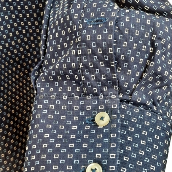 Satch Collared Dress Shirt Button Down Slim Fit Long Sleeve Geometric‎ - Picture 3 of 9